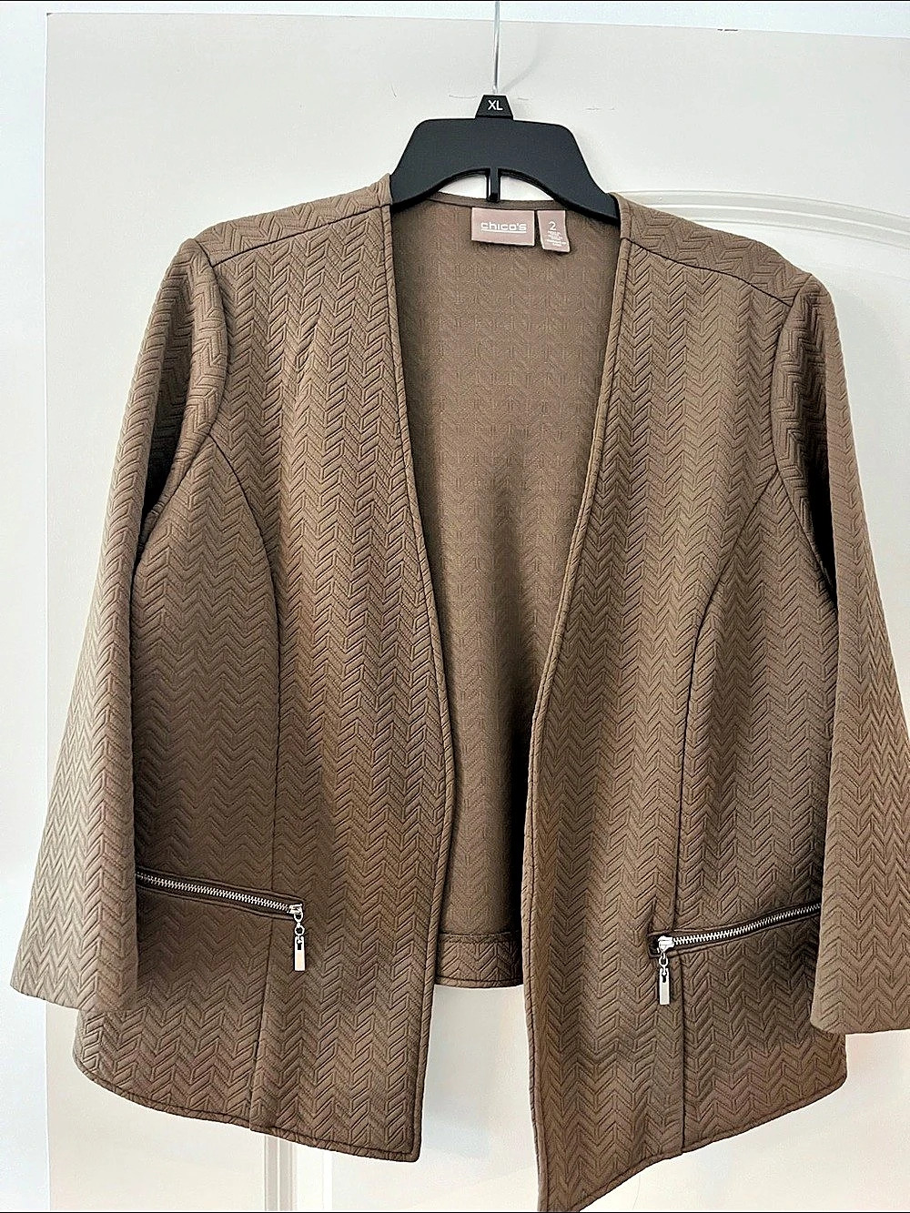 Chico's Women's Geometric Zip Pocket Jacket Size 2